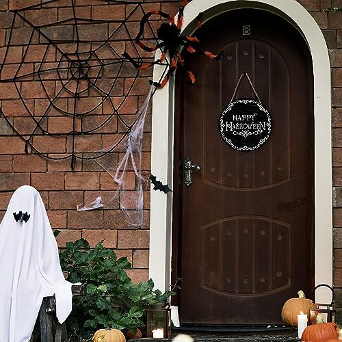 Happy Halloween Wood Sign Plaque - Round Wall Decor