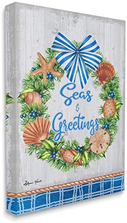 Stupell Industries Nautical Holiday Wreath Wall Art 24x30 Grey