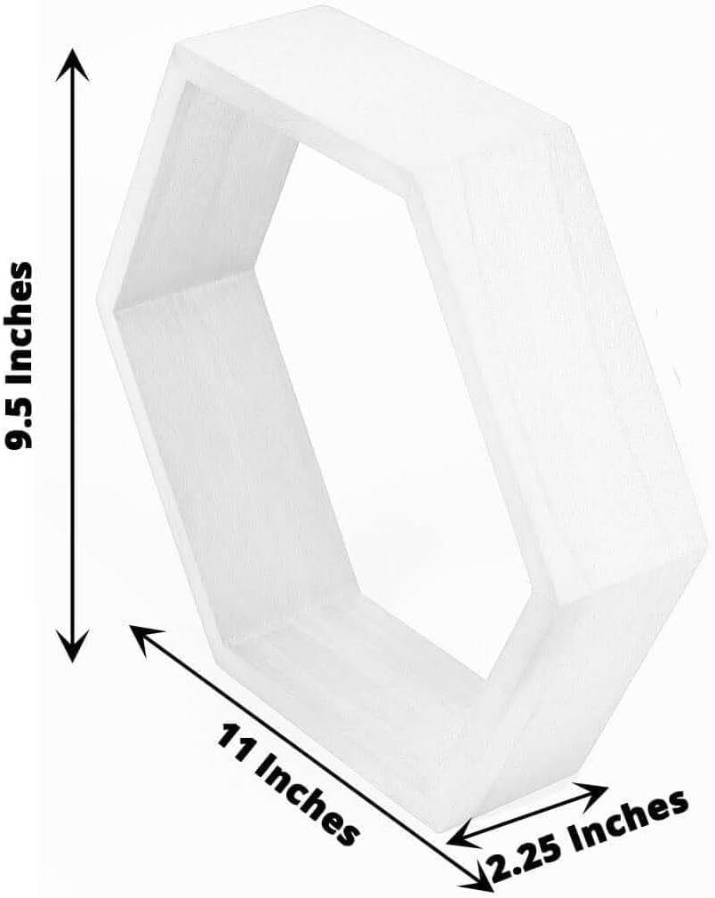 Efavormart 2 Pack 9 Inch Hexagon Whitewashed Wood Centerpiece