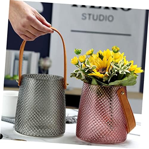 Ciieeo Simple Grey Glass Flowerpot for Home Office Decor