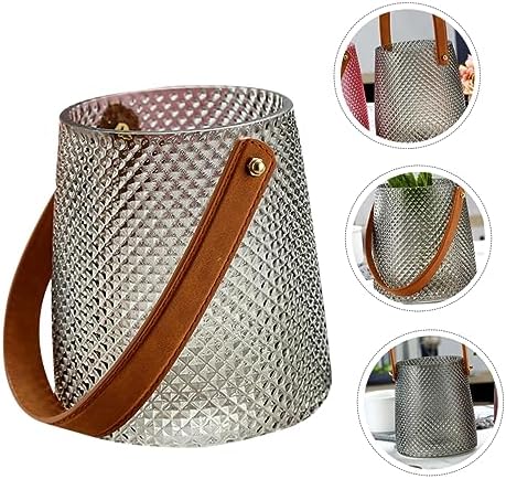 Ciieeo Simple Grey Glass Flowerpot for Home Office Decor
