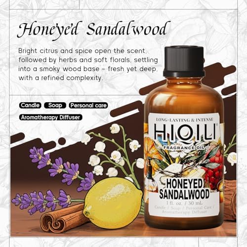 HIQILI Essential Oil Body Oil Honeyed Sandalwood 1 Fl Oz