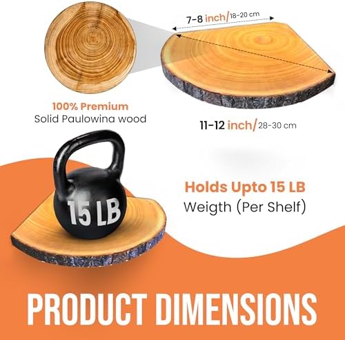 3 Tier Corner Floating Shelves Solid Paulownia Wood