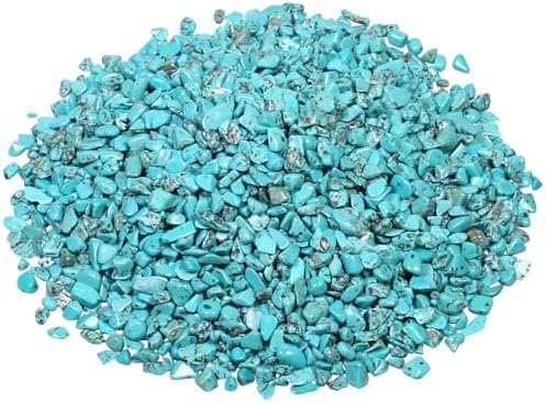 SUNYIK 2-Pack Howlite Turquoise Tumbled Chips Stones Cylindrical Crystal Cabinet Knobs