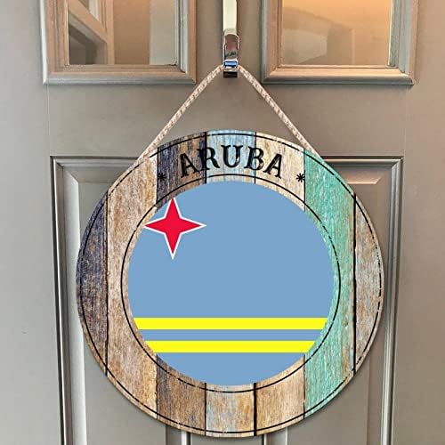 Farmhouse Door Hanger Aruba Wood Sign 12x12