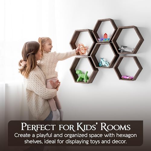 Decovate Hexagon Floating Shelves Set of 6