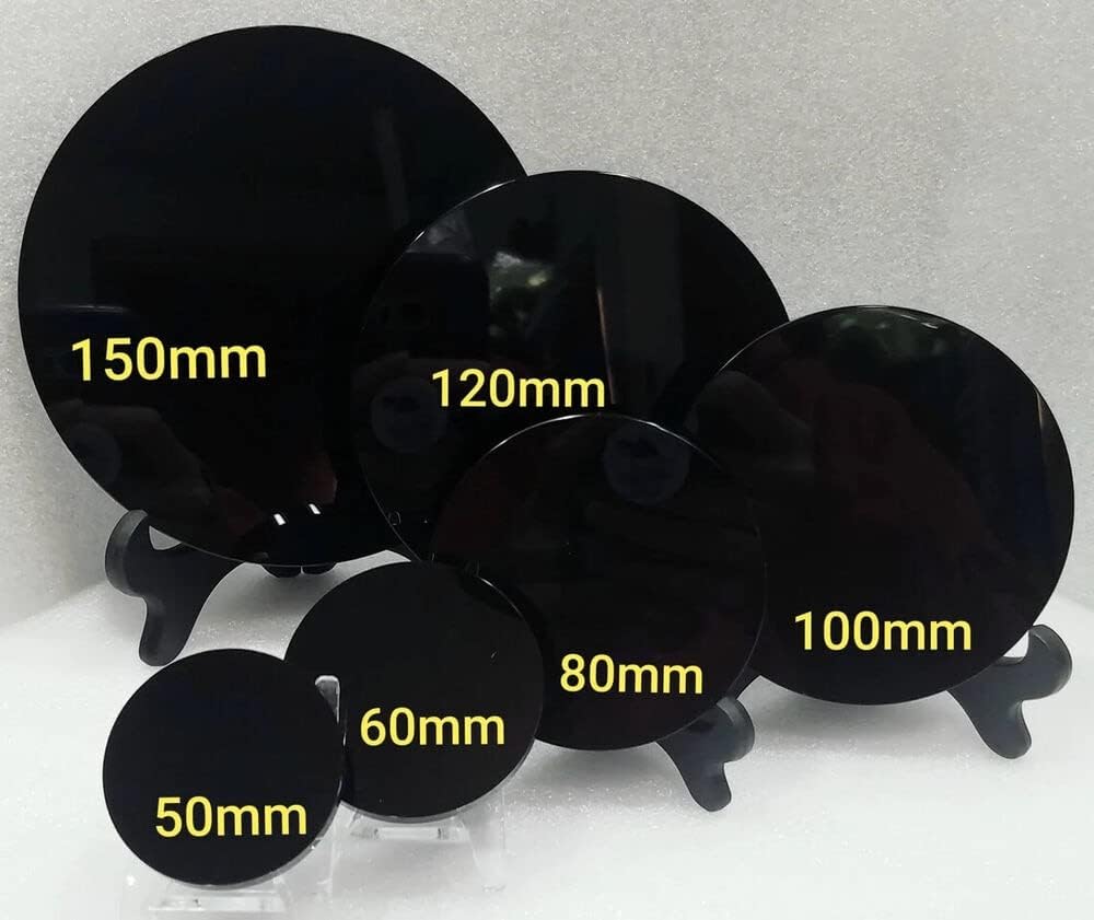 Black Obsidian Scrying Mirror Crystal Round Plate Home Decor