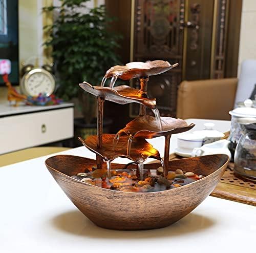 Creative Ingot Lotus Leaf Water Tabletop Fountain with LED Light