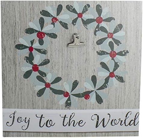 Northlight 10 Inch Christmas Wreath Joy to the World Wall Art with Photo Clip