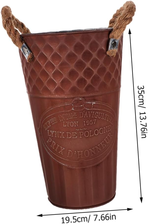 SUPVOX Vintage Iron Flower Bucket Decorative Vase