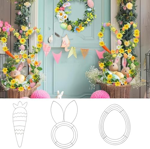 Goodliest 6 Pcs Easter Bunny Wreath Frame for DIY