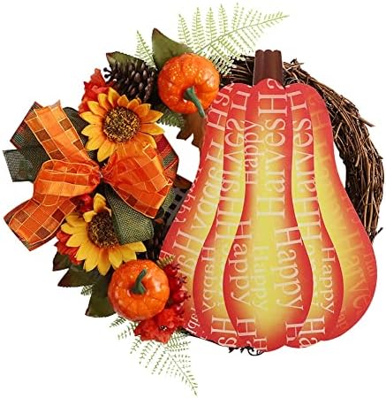 12 Inch Handmade Fall Wreath with Maple Leaf Bow and Berry