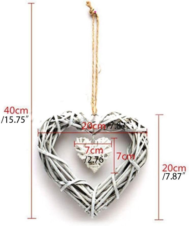 Heart Shape Wicker Wreath for Front Door and Wall Decor
