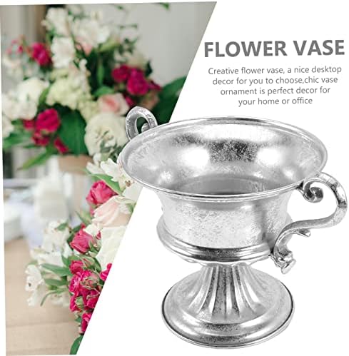 Mipcase Silver Flower Urn Vase for Home Decor