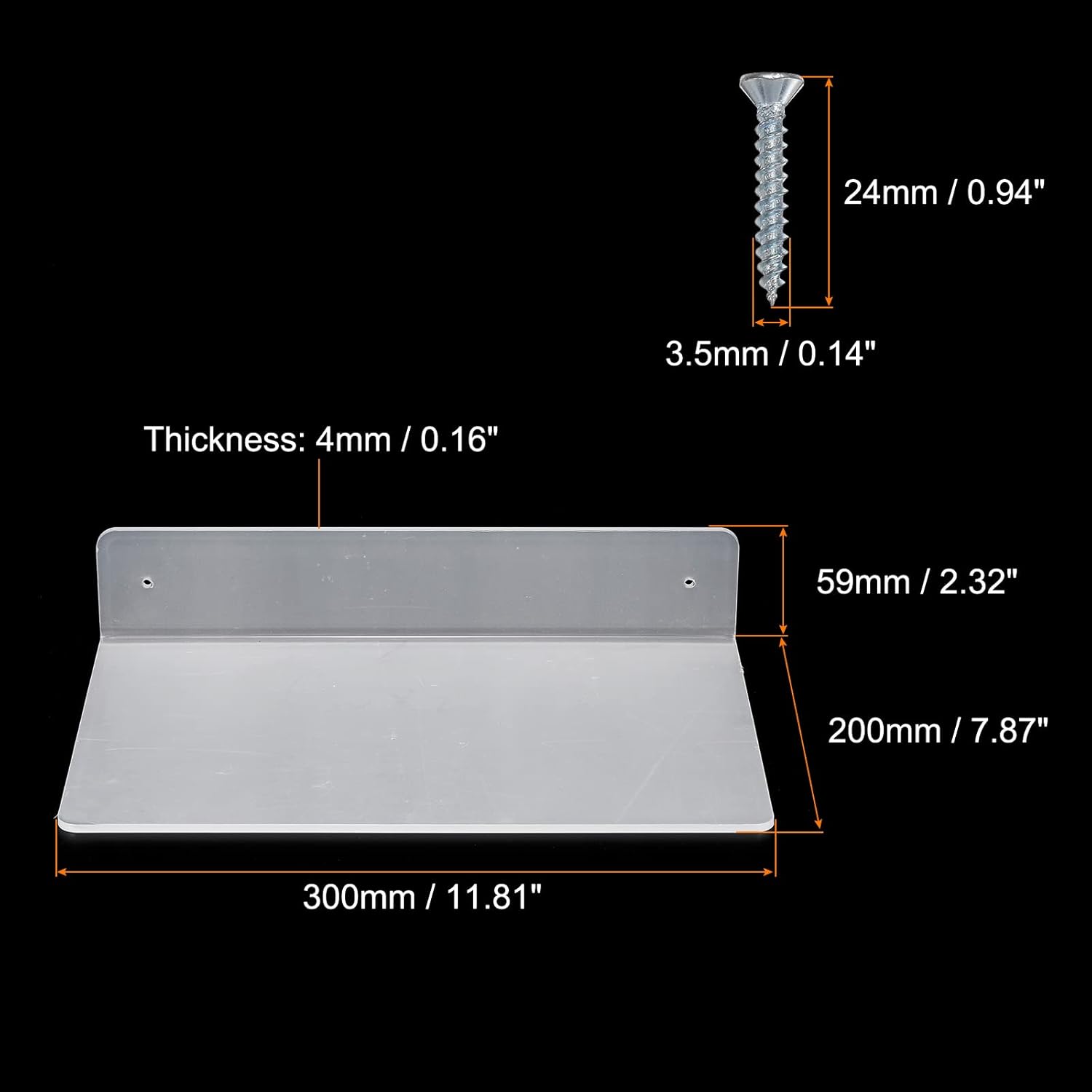 PATIKIL 1181 x 787 Inch Acrylic Floating Shelf