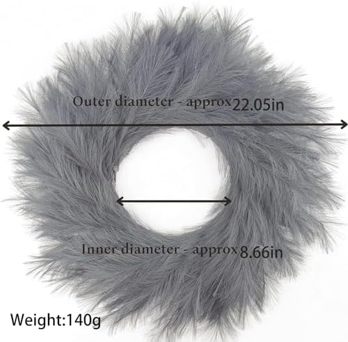 GUDAGUU 22 Inch Faux Pampas Wreath for Front Door