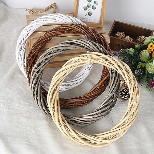 MALOKI 4pcs Rattan Wreath Ring for DIY Crafts