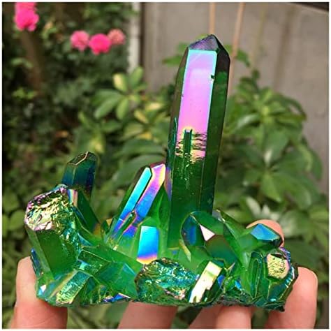 FLOAPA Green Aura Crystal Cluster for Home and Office Decoration