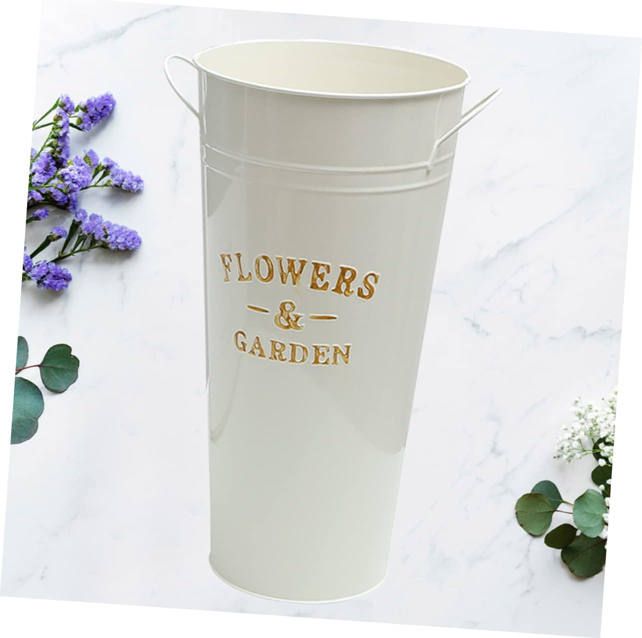 POPETPOP Retro Iron Bucket Flower Vase for Home Decor
