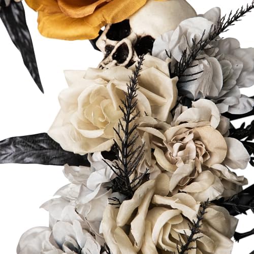 Northlight Halloween Skulls with Roses Wreath 14 Inch Unlit