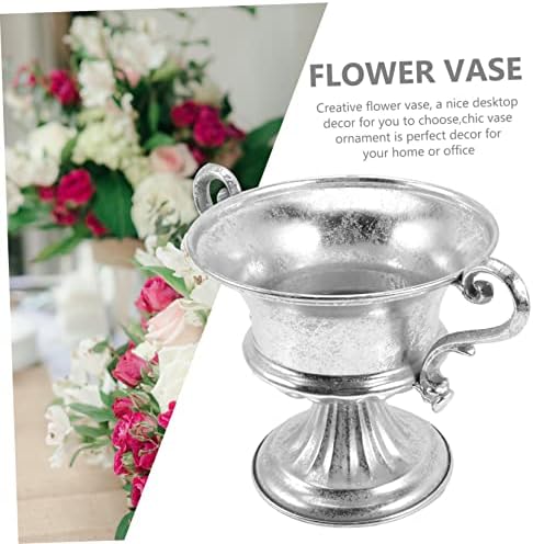 Vintage Silver Footed Vase Chinoiserie Design