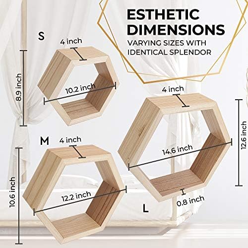 Onyx Home Hexagon Floating Shelves Set of 3