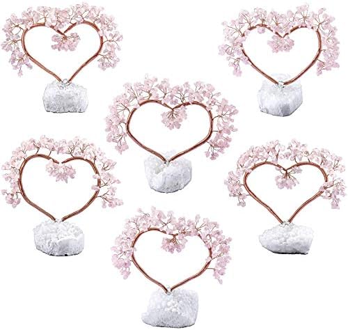 Mookaitedecor Bundle - 2 Items Rose Quartz Tumbled Stones with Chakra Bag Love Heart Crystal Tree