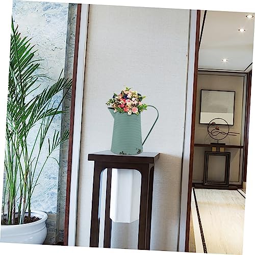 BESPORTBLE Vintage Style Iron Flower Pot Light Blue Pitcher Vase for Farmhouse Decor