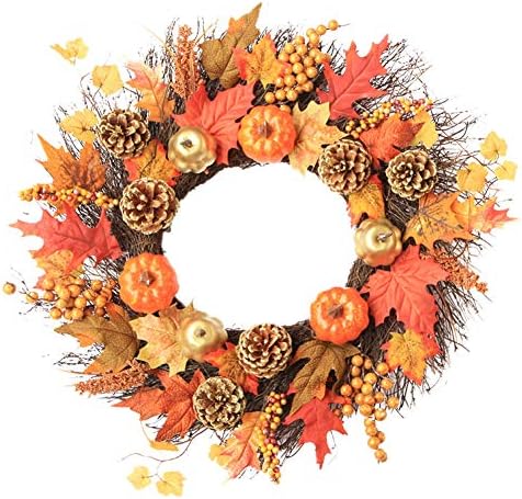 Door Hanger Artificial Maple Leaves Wreath 60CM Autumn Decor