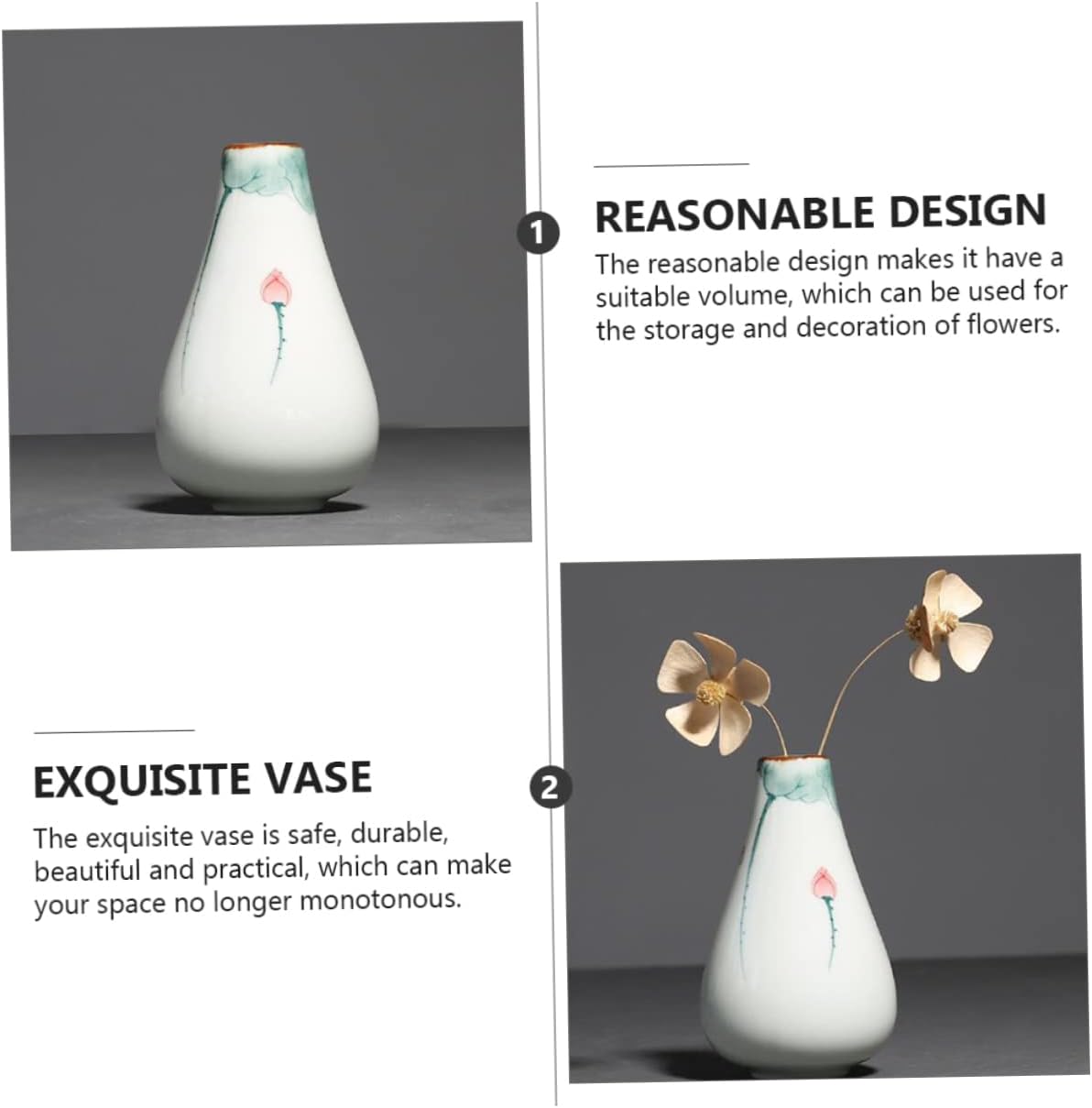 Simple Lotus Ceramic Vase for Home Decor and Flower Arrangement