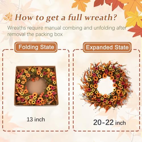 Waipfaru Fall Wreath 22 Inch Door Decor