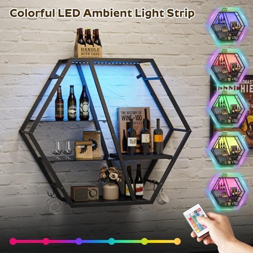 Floating Shelf with Lights LED Gaming Display Shelf 4-Tier Wall Mount