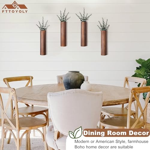 4 Pack Wood Wall Planter with Artificial Eucalyptus