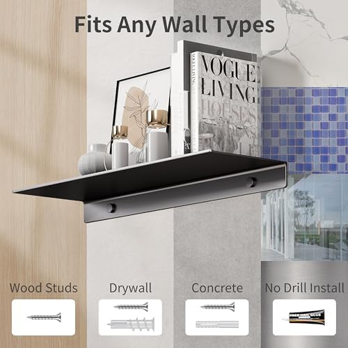 Danpoo Black Floating Shelves Wall Storage 2PCS