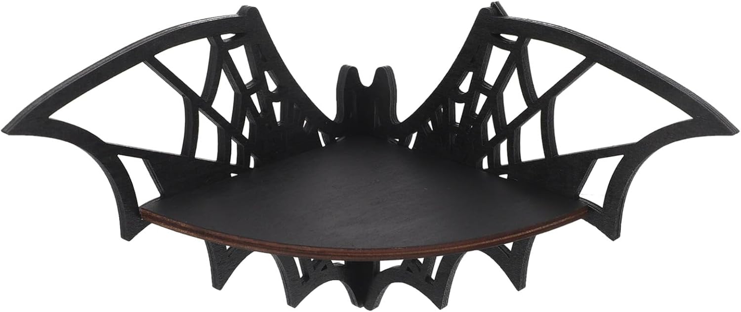 Gothic Floating Corner Shelf Black Wooden Storage Rack for Spooky Decor