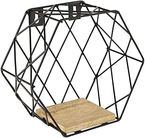 47th And Main Honeycomb Floating Wall Shelf Small Mango WoodBlack