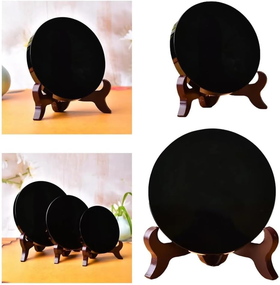 Beautiful Natural Obsidian Mirror Stone Disc for Home and Office Decor