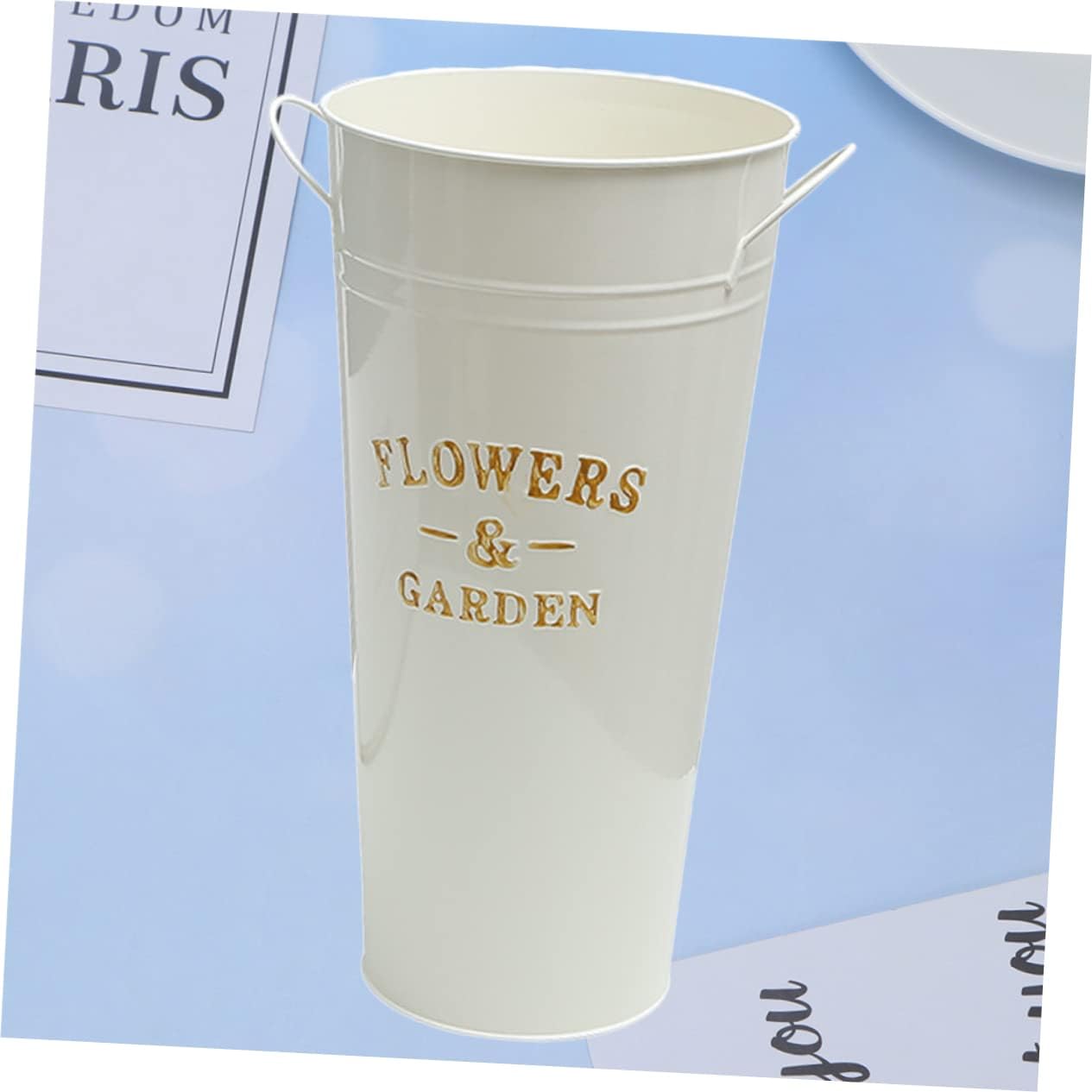Retro Iron Flower Bucket Vase for Home Decor
