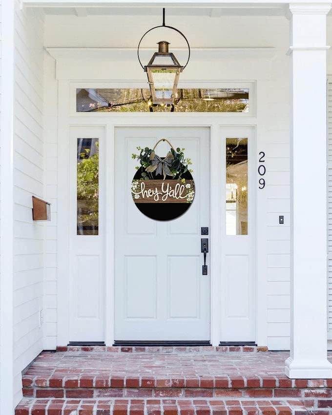 Hey Yall Front Door Sign Funny Wreath 12x12 Inch