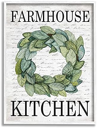 Stupell Industries Farmhouse Kitchen Leaf Wreath Soft Script Framed 11x14