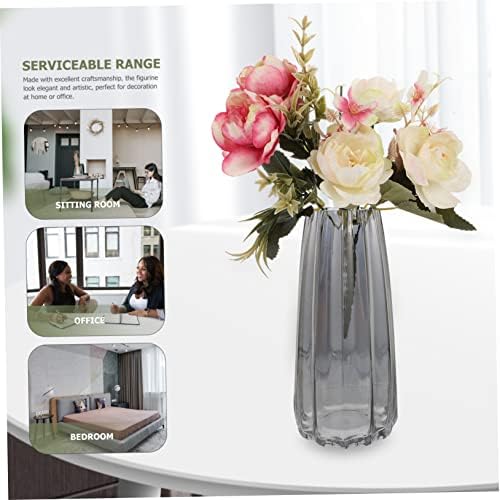 Cabilock Smoky Grey Glass Vase for Dried Flowers and Plants