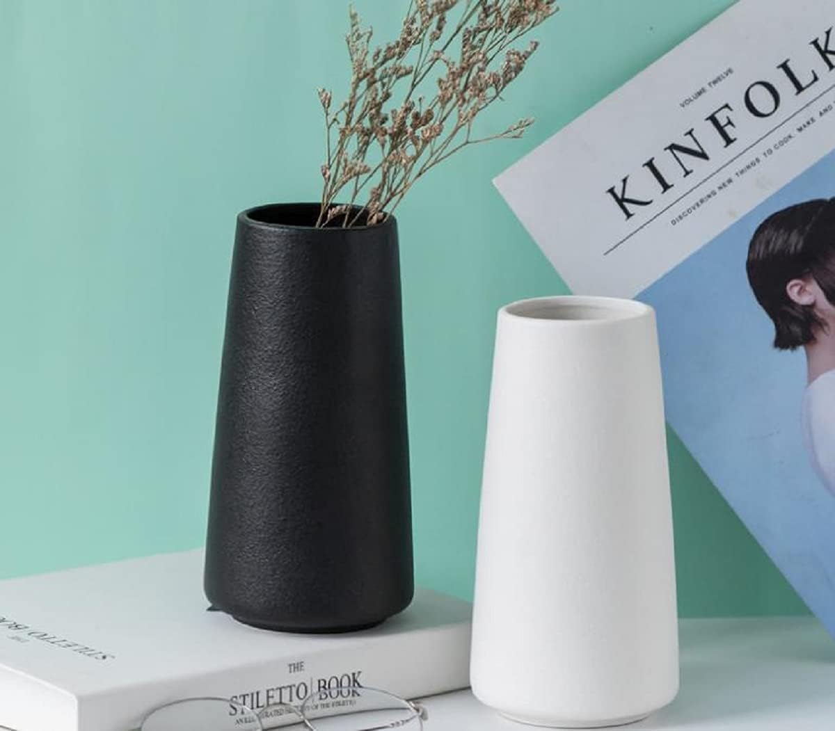 White Ceramic Vase Minimalist Design 71IN