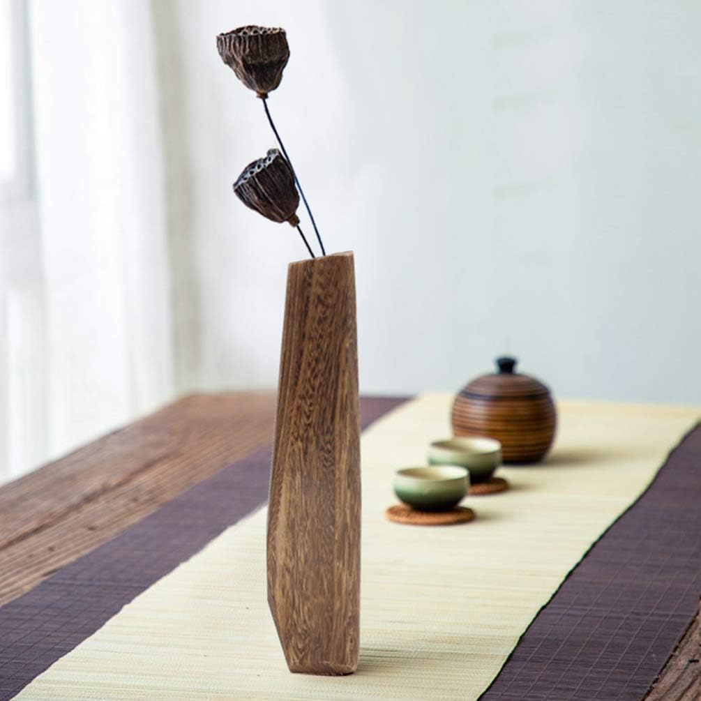 Wakauto Rustic Tall Oblong Wooden Vase