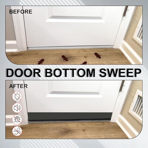 Uxcell Door Bottom Sweep with Adhesive 39 x 2 Inch Silicone Draft Strip for Cold and Noise Blocker