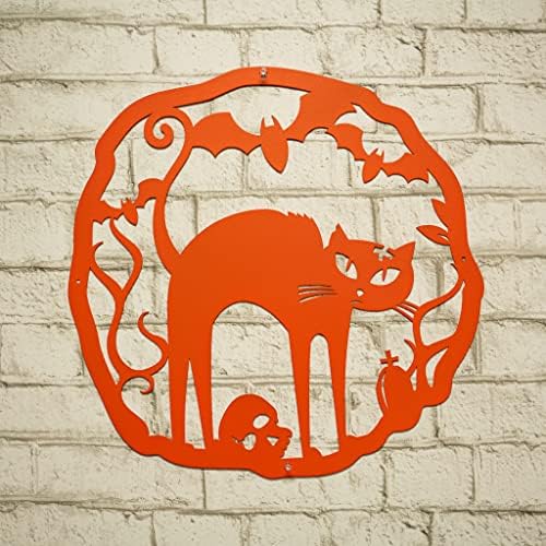 RealSteel Halloween Cat Wreath Front Door Sign