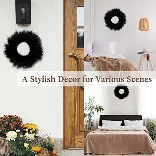 PERFNIQUE Pampas Grass Wreath 276 Inch Black Silk Boho Decor