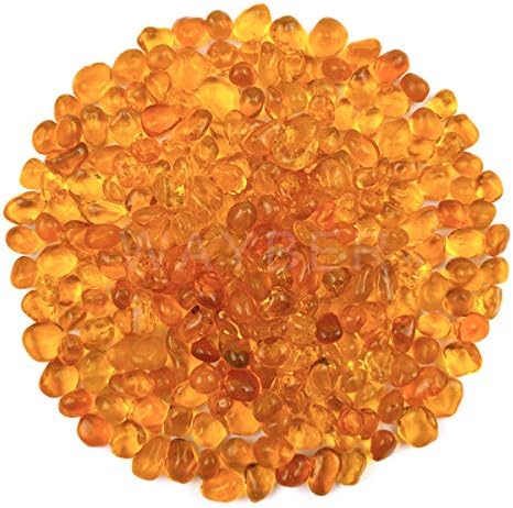 WAYBER Glass Stones 1Lb Orange Irregular Sea Glass Pebbles