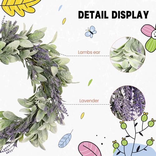 20 Inch Spring Lavender Wreath for Front Door