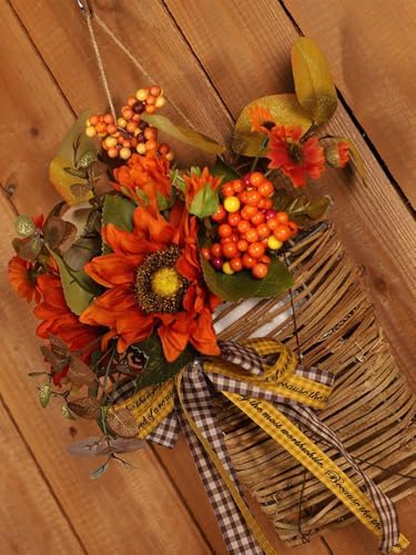 Fall Sunflower Wreath for Front Door 32cm