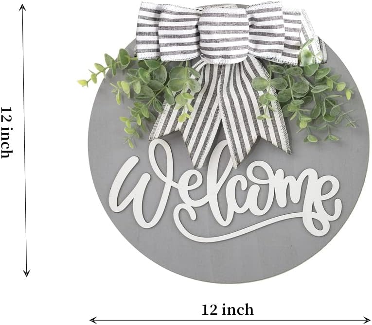 Gray Welcome Front Door Wreath Decor Sign
